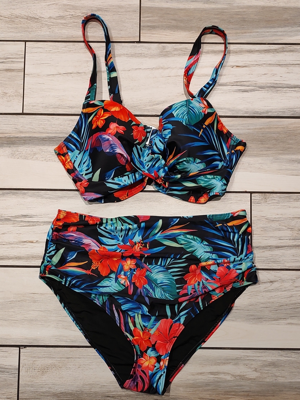 High Waist Tropical Two-piece Bikini Set